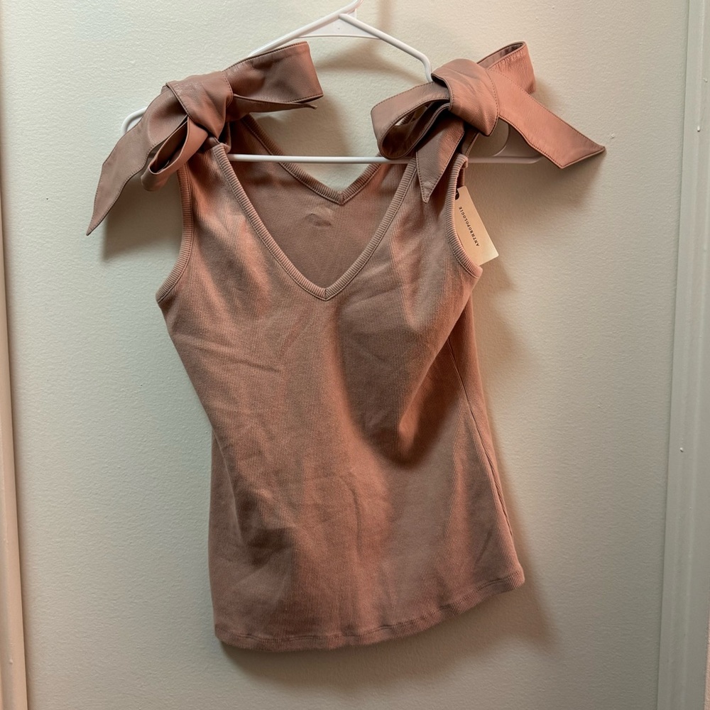 NWT Anthropologie Maeve Faux Leather Bow-Strap Tank - Picture 2 of 3